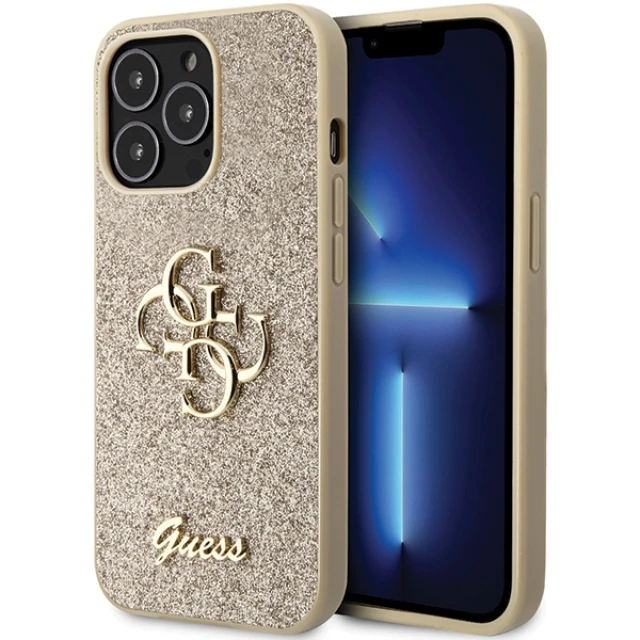 Чохол Guess Glitter Script Big 4G для iPhone 13 Pro Gold (GUHCP13LHG4SGD)