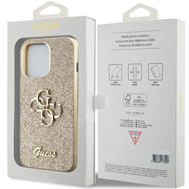 Чохол Guess Glitter Script Big 4G для iPhone 13 Pro Gold (GUHCP13LHG4SGD)