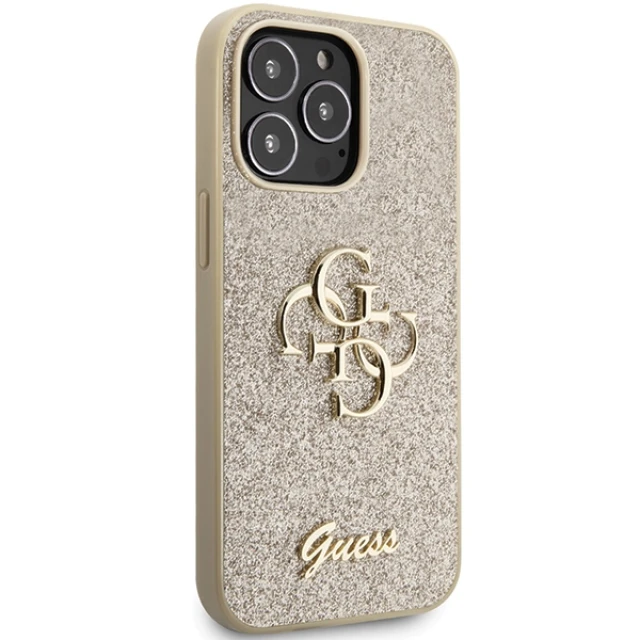 Чохол Guess Glitter Script Big 4G для iPhone 13 Pro Gold (GUHCP13LHG4SGD)