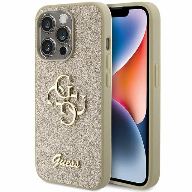 Чохол Guess Glitter Script Big 4G для iPhone 15 Pro Gold (GUHCP15LHG4SGD)