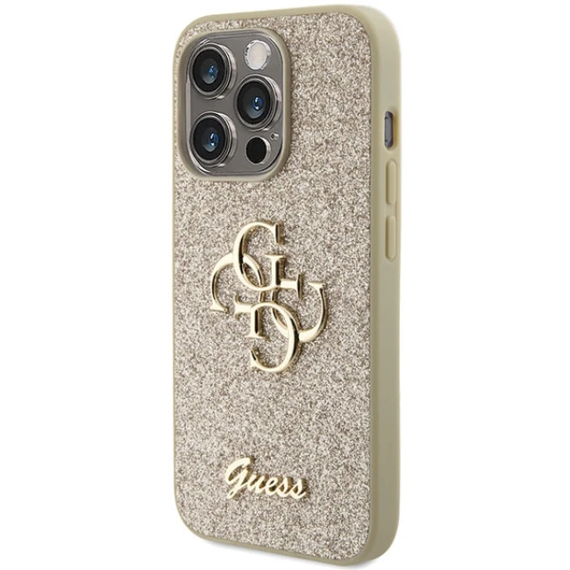 Чохол Guess Glitter Script Big 4G для iPhone 15 Pro Gold (GUHCP15LHG4SGD)