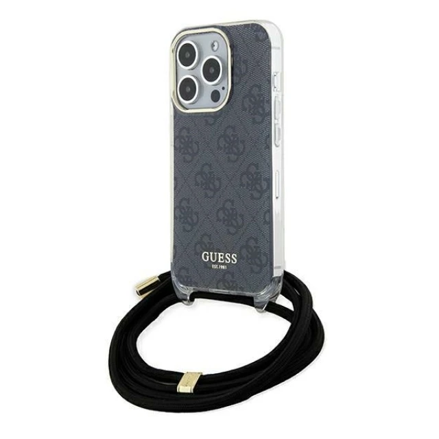 Чохол Guess Crossbody Cord 4G Print для iPhone 15 Pro Black (GUHCP15LHC4SEK)