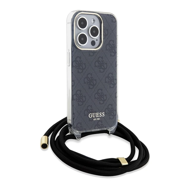 Чохол Guess Crossbody Cord 4G Print для iPhone 15 Pro Black (GUHCP15LHC4SEK)