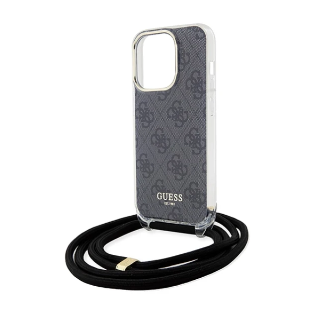 Чохол Guess Crossbody Cord 4G Print для iPhone 15 Pro Black (GUHCP15LHC4SEK)
