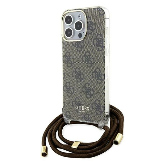 Чохол Guess Crossbody Cord 4G Print для iPhone 15 Pro Max Brown (GUHCP15XHC4SEW)