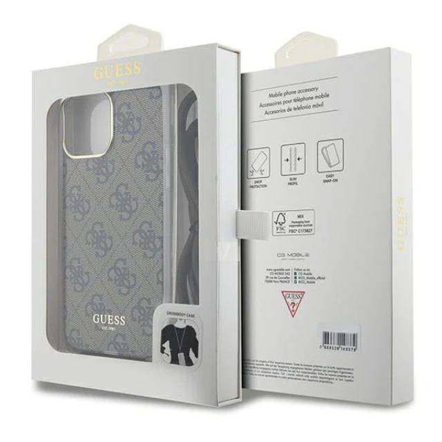 Чохол Guess Crossbody Cord 4G Print для iPhone 15 Pro Max Brown (GUHCP15XHC4SEW)