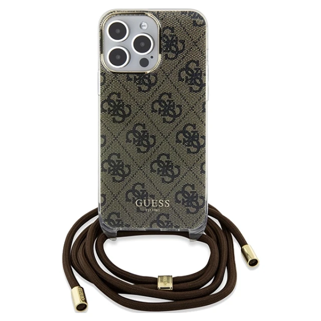 Чохол Guess Crossbody Cord 4G Print для iPhone 15 Pro Max Brown (GUHCP15XHC4SEW)