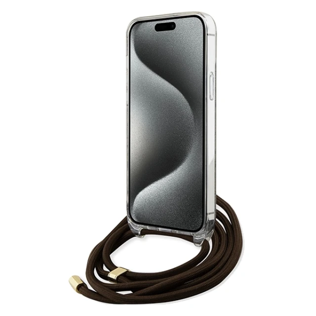 Чохол Guess Crossbody Cord 4G Print для iPhone 15 Pro Max Brown (GUHCP15XHC4SEW)