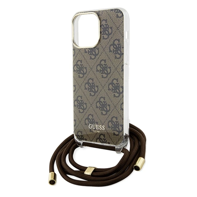 Чохол Guess Crossbody Cord 4G Print для iPhone 15 Pro Max Brown (GUHCP15XHC4SEW)