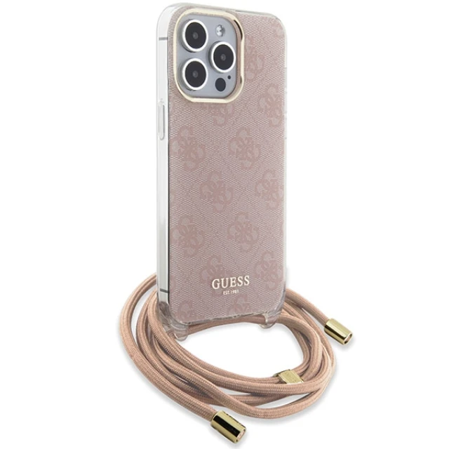 Чохол Guess Crossbody Cord 4G Print для iPhone 15 Pro Max Pink (GUHCP15XHC4SEP)