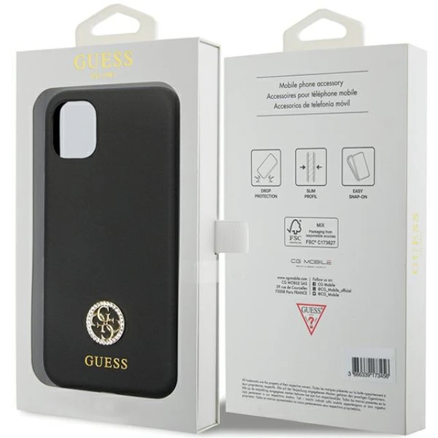 Чехол Guess Silicone Logo Strass 4G для iPhone 11 | XR Black (GUHCN614DGPK)