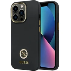 Чехол Guess Silicone Logo Strass 4G для iPhone 13 Pro Max Black (GUHCP13XM4DGPK)