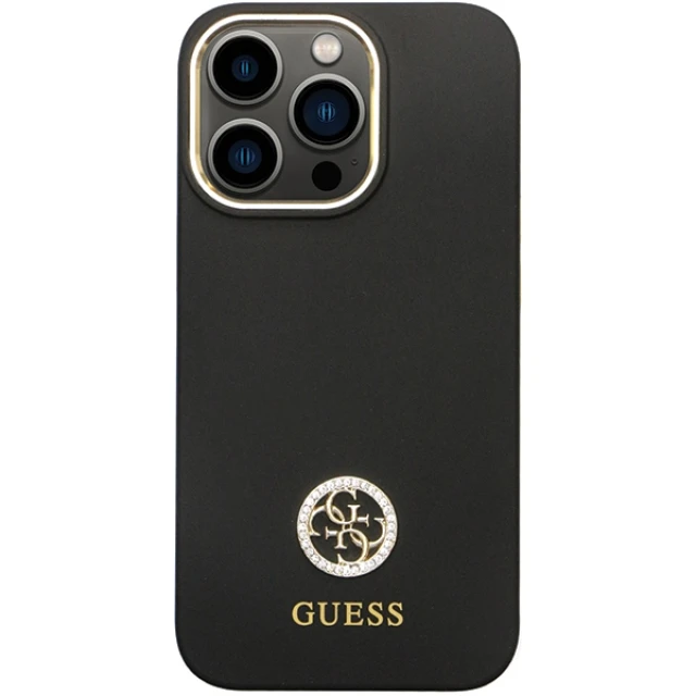 Чохол Guess Silicone Logo Strass 4G для iPhone 13 Pro Max Black (GUHCP13XM4DGPK)
