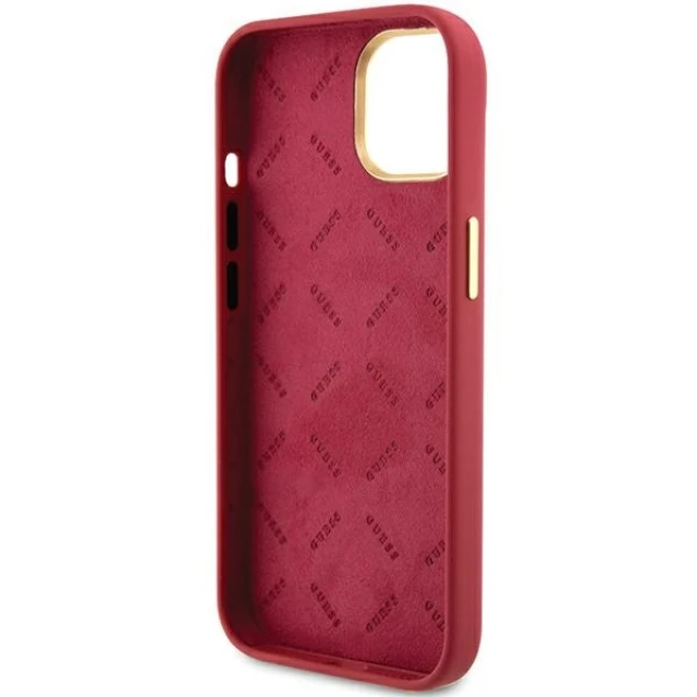 Чохол Guess Silicone Script Metal Logo & Frame для iPhone 15 Magenta (GUHCP15SSMBSLM)