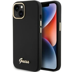 Чохол Guess Silicone Script Metal Logo & Frame для iPhone 15 Black (GUHCP15SSMBSLK)