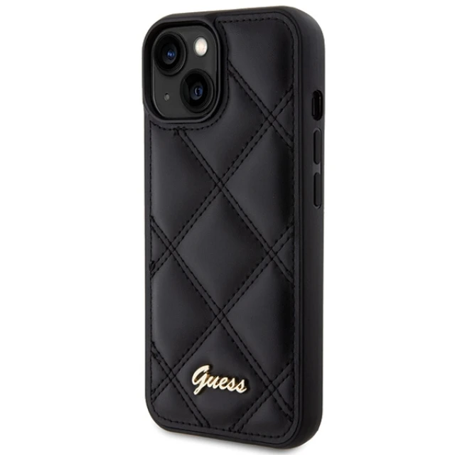 Чохол Guess Quilted Metal Logo для iPhone 15 Black (GUHCP15SPSQSQSK)