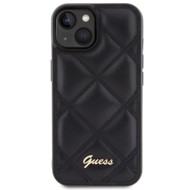 Чохол Guess Quilted Metal Logo для iPhone 15 Black (GUHCP15SPSQSQSK)