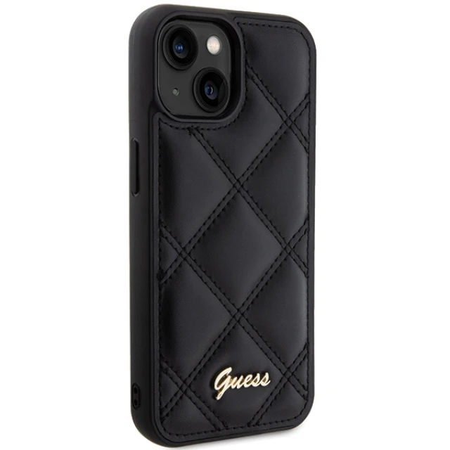 Чохол Guess Quilted Metal Logo для iPhone 15 Black (GUHCP15SPSQSQSK)