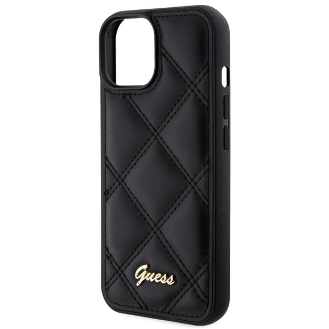 Чохол Guess Quilted Metal Logo для iPhone 15 Black (GUHCP15SPSQSQSK)