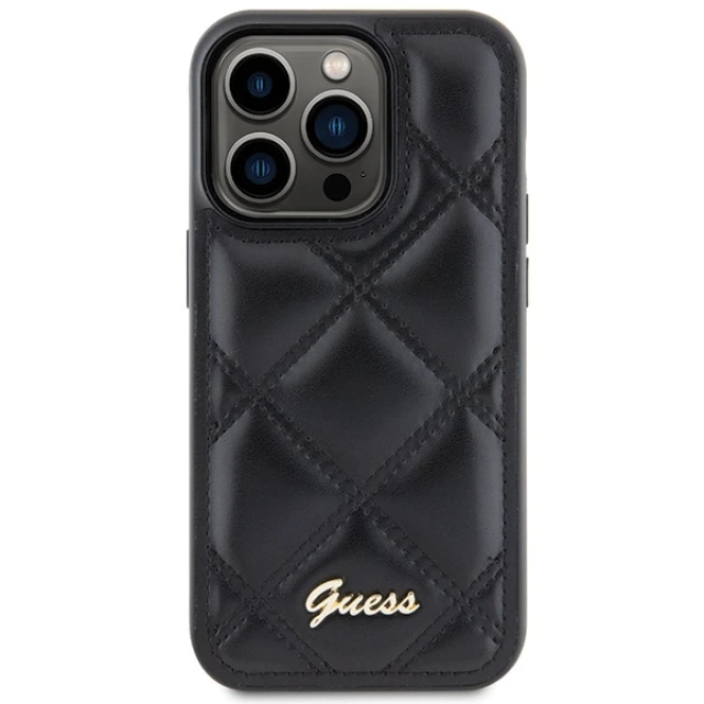 Чохол Guess Quilted Metal Logo для iPhone 15 Pro Black (GUHCP15LPSQSQSK)