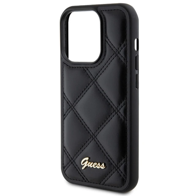 Чохол Guess Quilted Metal Logo для iPhone 15 Pro Black (GUHCP15LPSQSQSK)