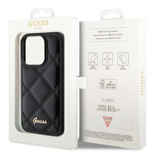 Чохол Guess Quilted Metal Logo для iPhone 15 Pro Black (GUHCP15LPSQSQSK)