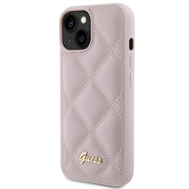 Чохол Guess Quilted Metal Logo для iPhone 15 Pink (GUHCP15SPSQSQSP)
