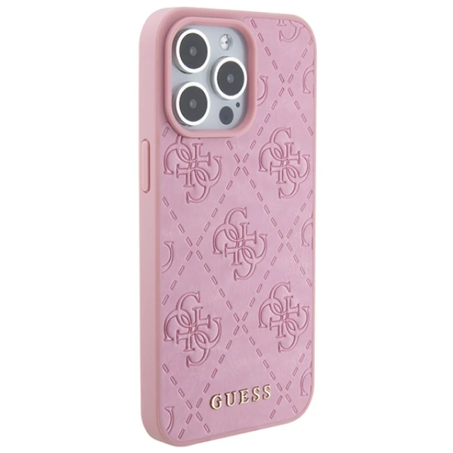 Чохол Guess Leather 4G Stamped для iPhone 15 Pro Pink (GUHCP15LP4EPMP)