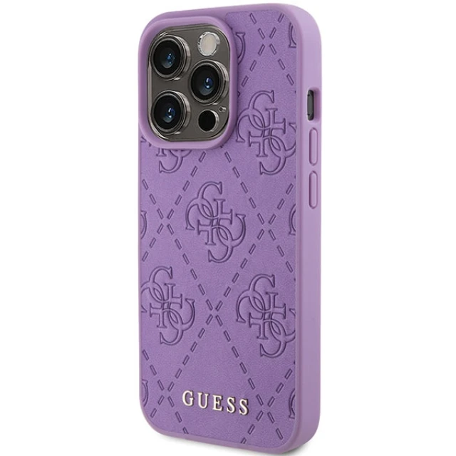 Чохол Guess Leather 4G Stamped для iPhone 15 Pro Light Purple (GUHCP15LP4EPMU)