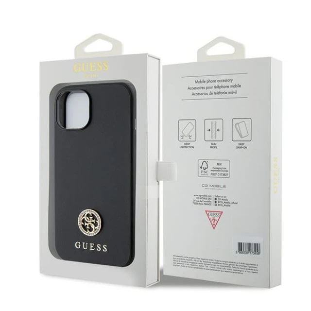 Чохол Guess Strass Metal Logo для iPhone 15 Plus Black (GUHCP15MPS4DGPK)