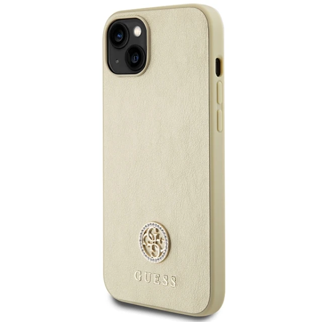 Чохол Guess Leather 4G Metal Logo Strass для iPhone 15 Gold (GUHCP15SPS4DGPD)