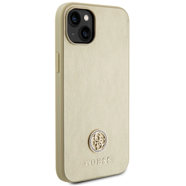 Чохол Guess Leather 4G Metal Logo Strass для iPhone 15 Gold (GUHCP15SPS4DGPD)