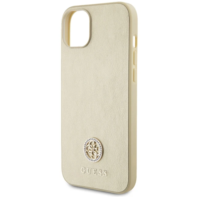 Чохол Guess Leather 4G Metal Logo Strass для iPhone 15 Gold (GUHCP15SPS4DGPD)