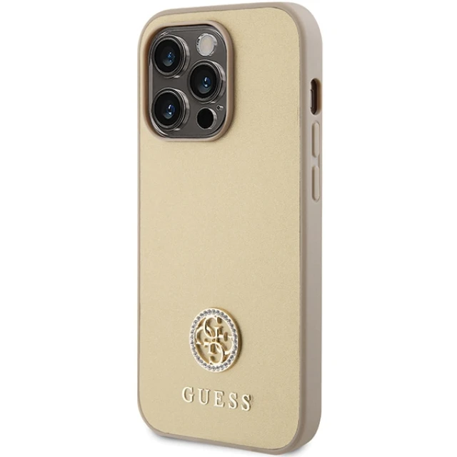 Чохол Guess Strass Metal Logo для iPhone 15 Pro Gold (GUHCP15LPS4DGPD)