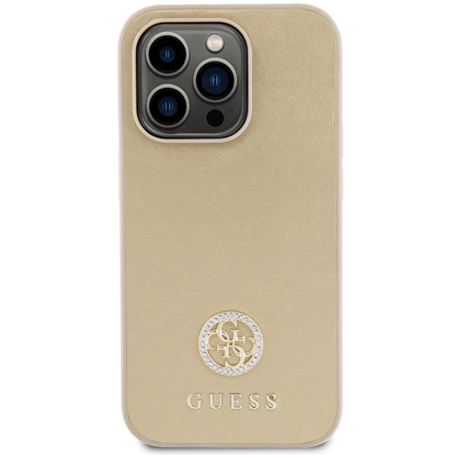 Чохол Guess Strass Metal Logo для iPhone 15 Pro Gold (GUHCP15LPS4DGPD)