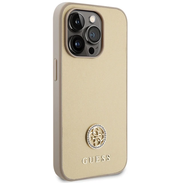 Чохол Guess Strass Metal Logo для iPhone 15 Pro Gold (GUHCP15LPS4DGPD)