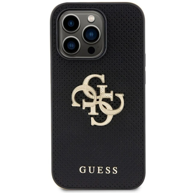 Чохол Guess Perforated 4G Glitter Logo для iPhone 15 Pro Black (GUHCP15LPSP4LGK)