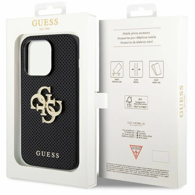Чохол Guess Perforated 4G Glitter Logo для iPhone 15 Pro Black (GUHCP15LPSP4LGK)