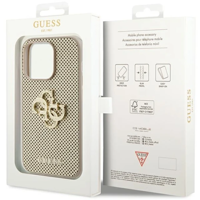 Чохол Guess Perforated 4G Glitter Logo для iPhone 15 Pro Gold (GUHCP15LPSP4LGD)