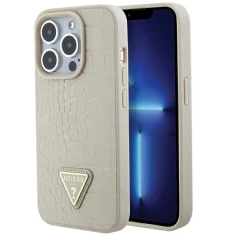 Чохол Guess Croco Triangle Logo для iPhone 15 Pro Gold (GUHCP15LPCRTHCD)