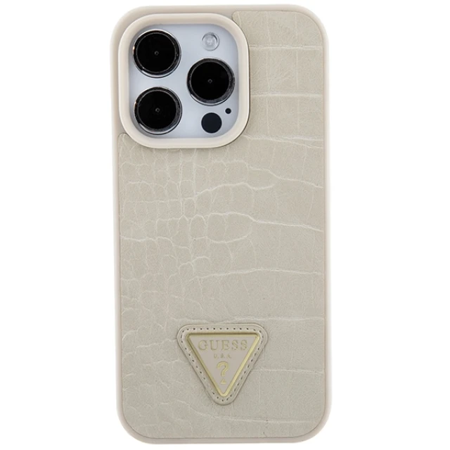Чохол Guess Croco Triangle Logo для iPhone 15 Pro Gold (GUHCP15LPCRTHCD)