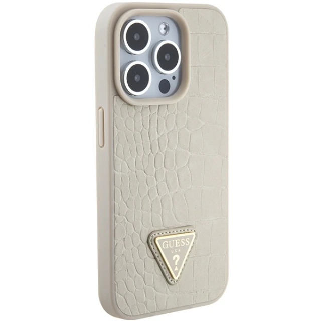 Чохол Guess Croco Triangle Logo для iPhone 15 Pro Gold (GUHCP15LPCRTHCD)