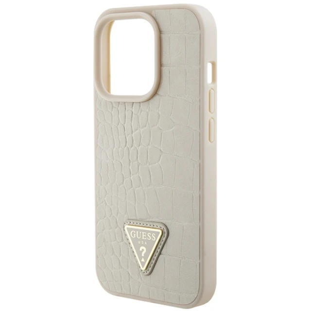 Чохол Guess Croco Triangle Logo для iPhone 15 Pro Gold (GUHCP15LPCRTHCD)
