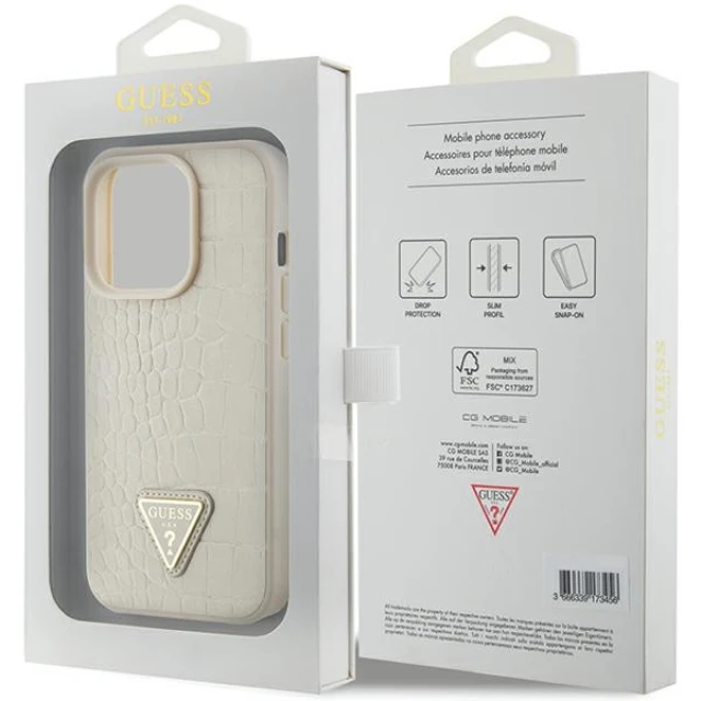 Чохол Guess Croco Triangle Logo для iPhone 15 Pro Gold (GUHCP15LPCRTHCD)