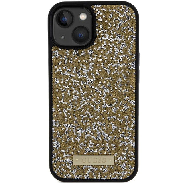 Чохол Guess Rhinestone Metal Logo для iPhone 15 Yellow (GUHCP15SPFGSBSD)
