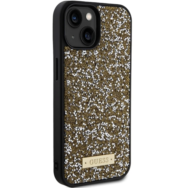 Чохол Guess Rhinestone Metal Logo для iPhone 15 Yellow (GUHCP15SPFGSBSD)