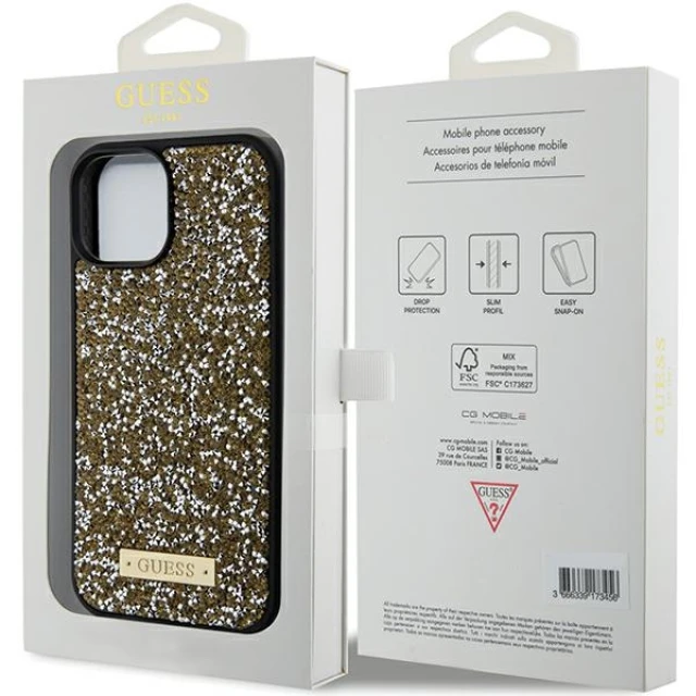 Чохол Guess Rhinestone Metal Logo для iPhone 15 Yellow (GUHCP15SPFGSBSD)