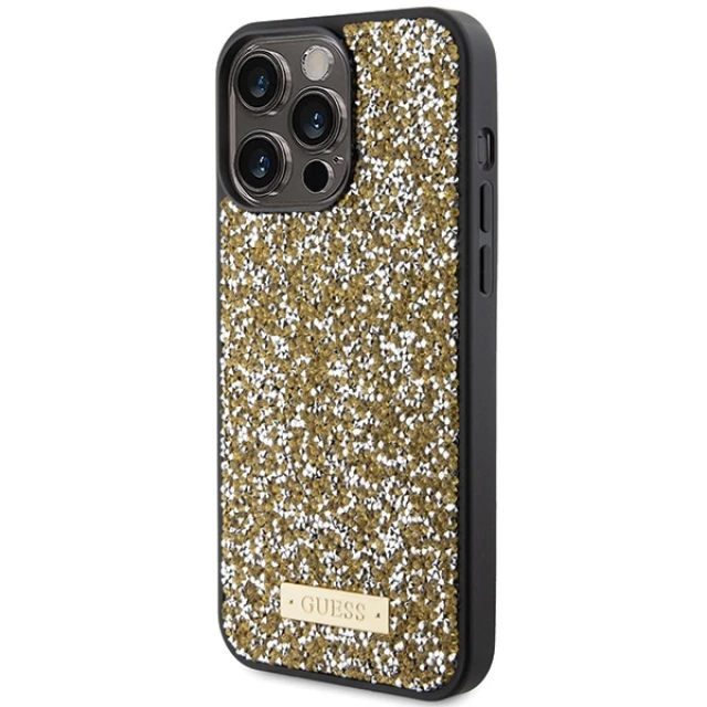 Чохол Guess Rhinestone Metal Logo для iPhone 15 Pro Yellow (GUHCP15LPFGSBSD)