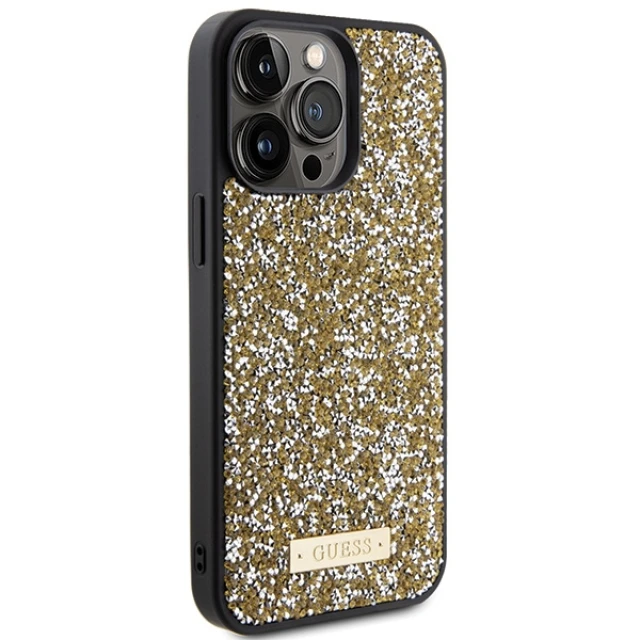 Чохол Guess Rhinestone Metal Logo для iPhone 15 Pro Yellow (GUHCP15LPFGSBSD)
