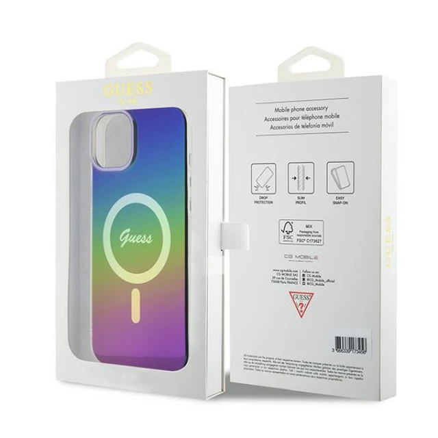Чохол Guess IML Iridescent для iPhone 15 Plus Rainbow with MagSafe (GUHMP15MHITSK)